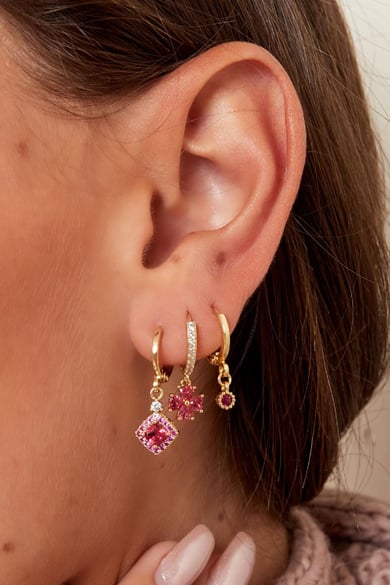 Ohrringe Blume mit Zirkon - Kollektion Sparkle Goldfarbe Kupfer h5 Bild3